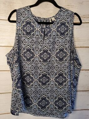 Cato Sleeveless Blue Patterned Women’s Top
